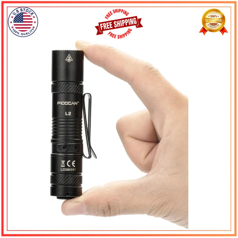 1200 Lumen Rechargeable EDC LED Flashlight Pocket Size 4 Modes Black