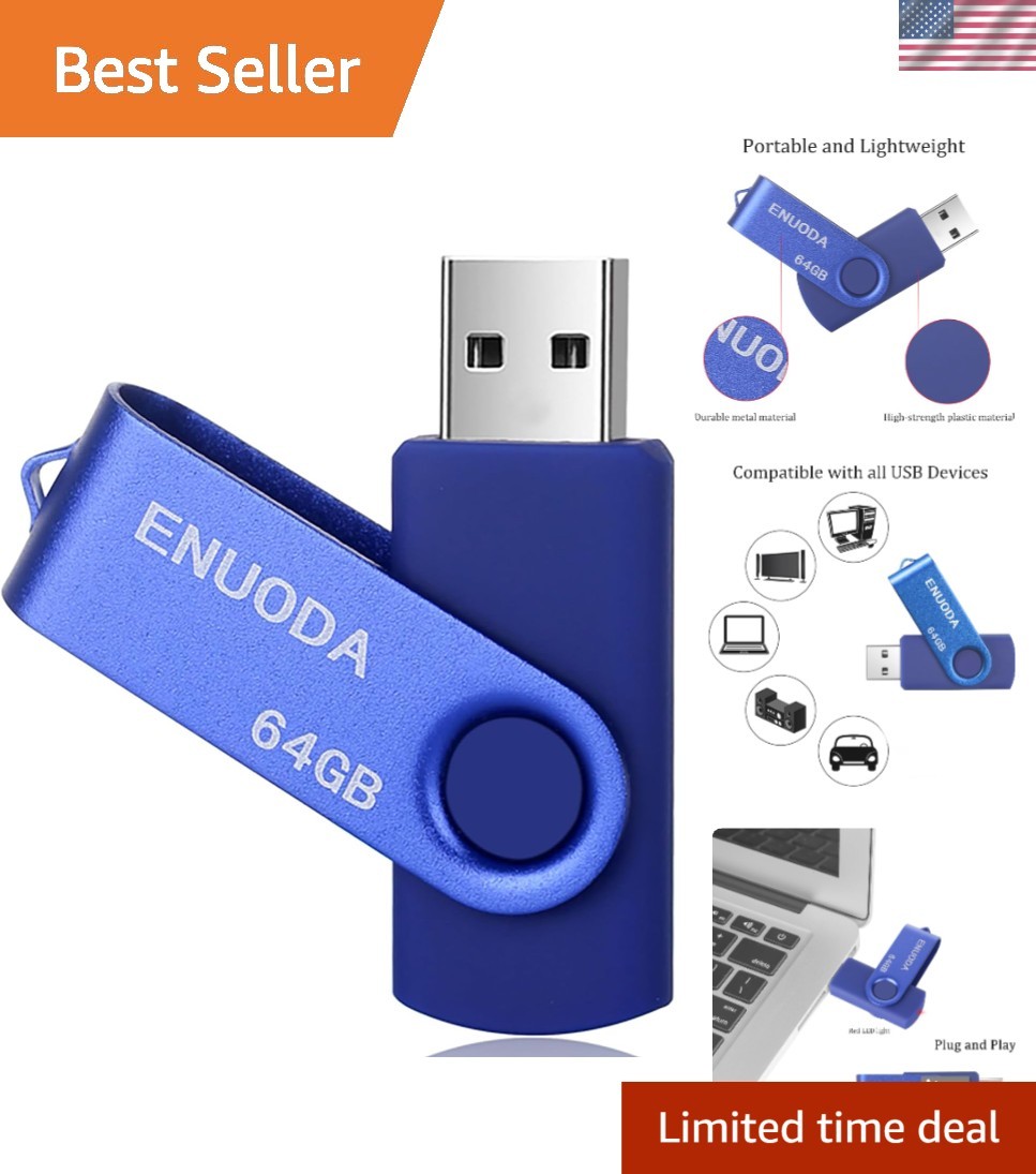 Swivel Design 64GB USB Flash Drive - Fast Data Transfer, Easy Plug-and-Play