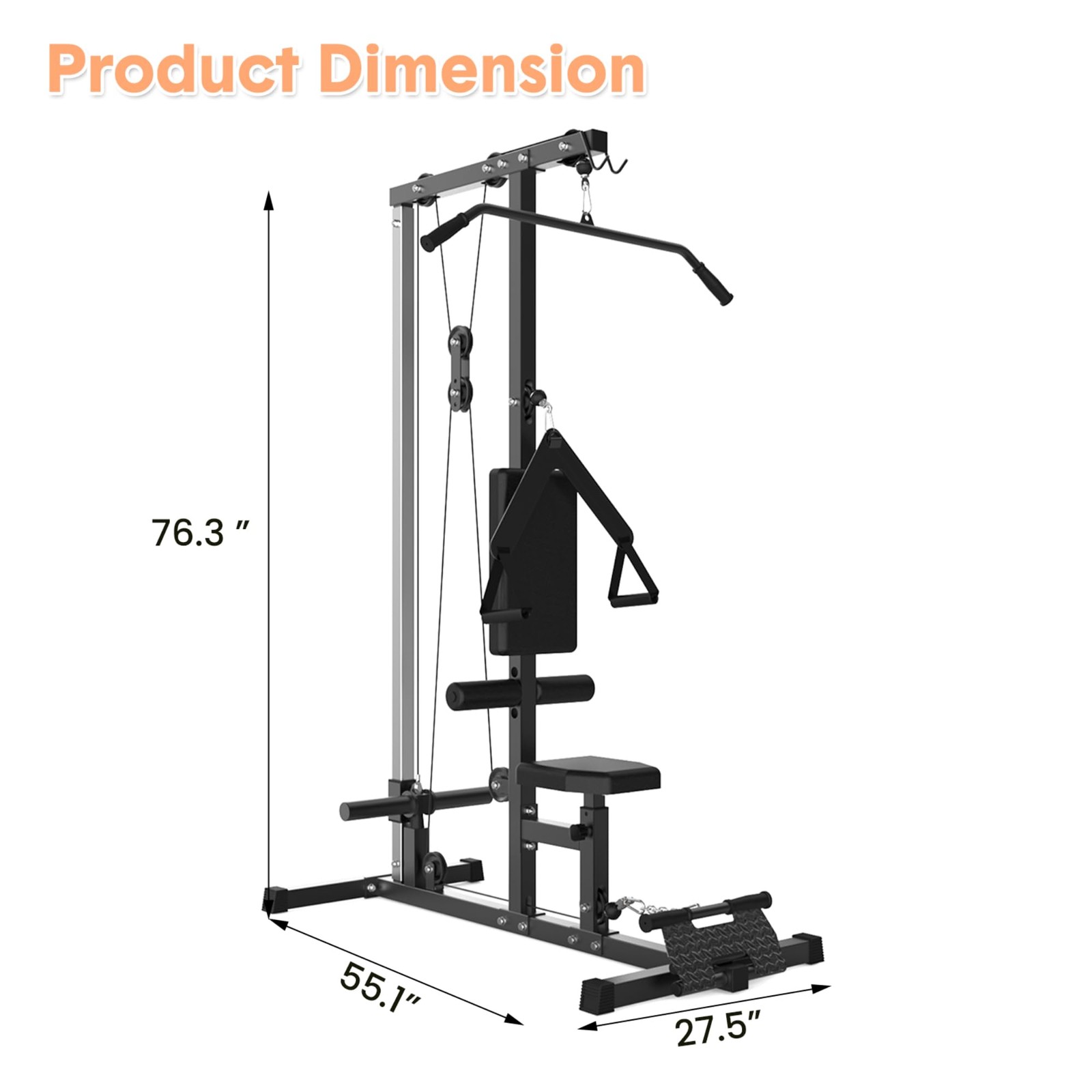 LAT Pull Down Machine for Home Gym Full Body Workout Machine Cable Pulley System