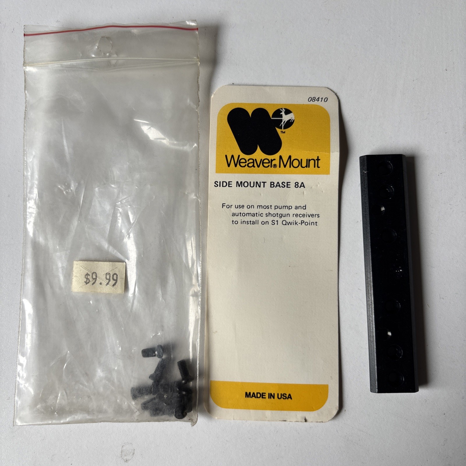 Weaver Side Mount Black Scope Base & Screws #8A