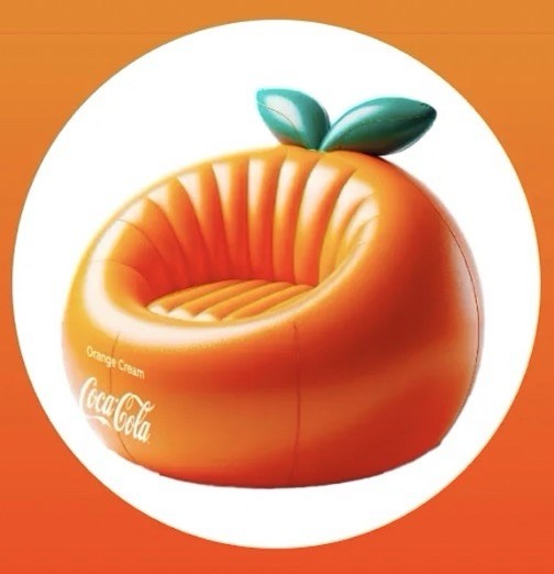 Coca-Cola Orange Inflatable Chair Novelty Style with Repair Patch Included