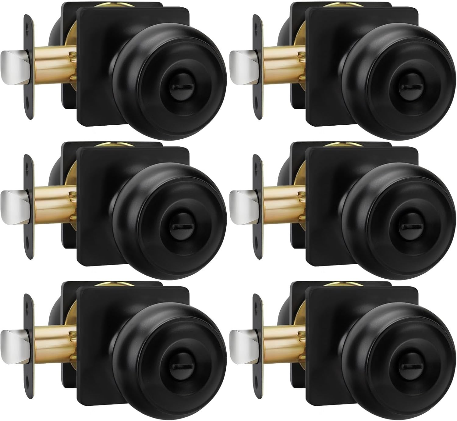 Haidms Black Door Knobs Interior, Square Privacy -6 Pcs, Matte