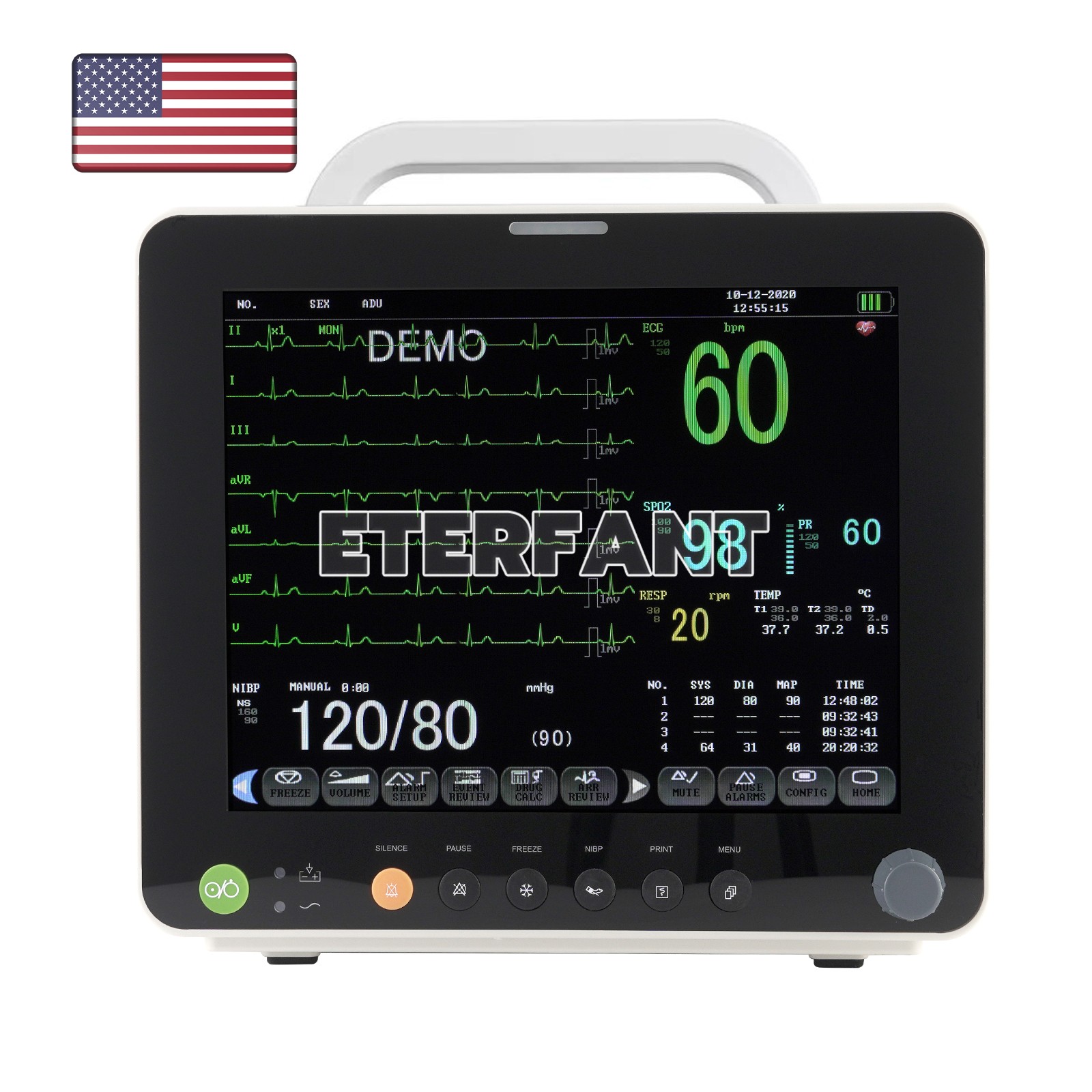 ETERFANT 12" Patient Monitor ICU CCU Vital Sign for Hospital/Wall Mount Bracket
