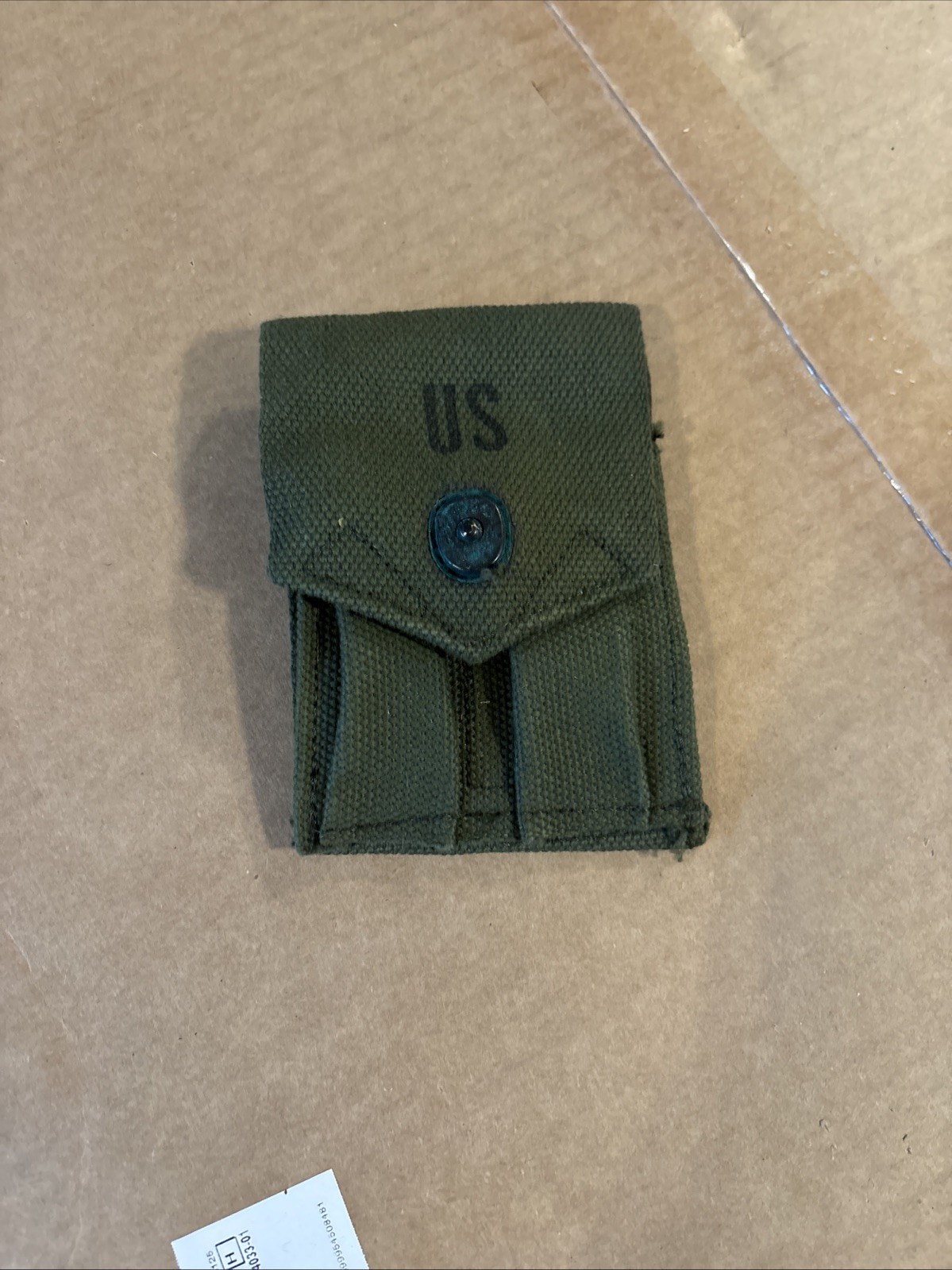 US M1923 M1956 CUT COLT 1911 45 DOUBLE MAGAZINE POUCH OD GREEN CANVAS VIETNAM