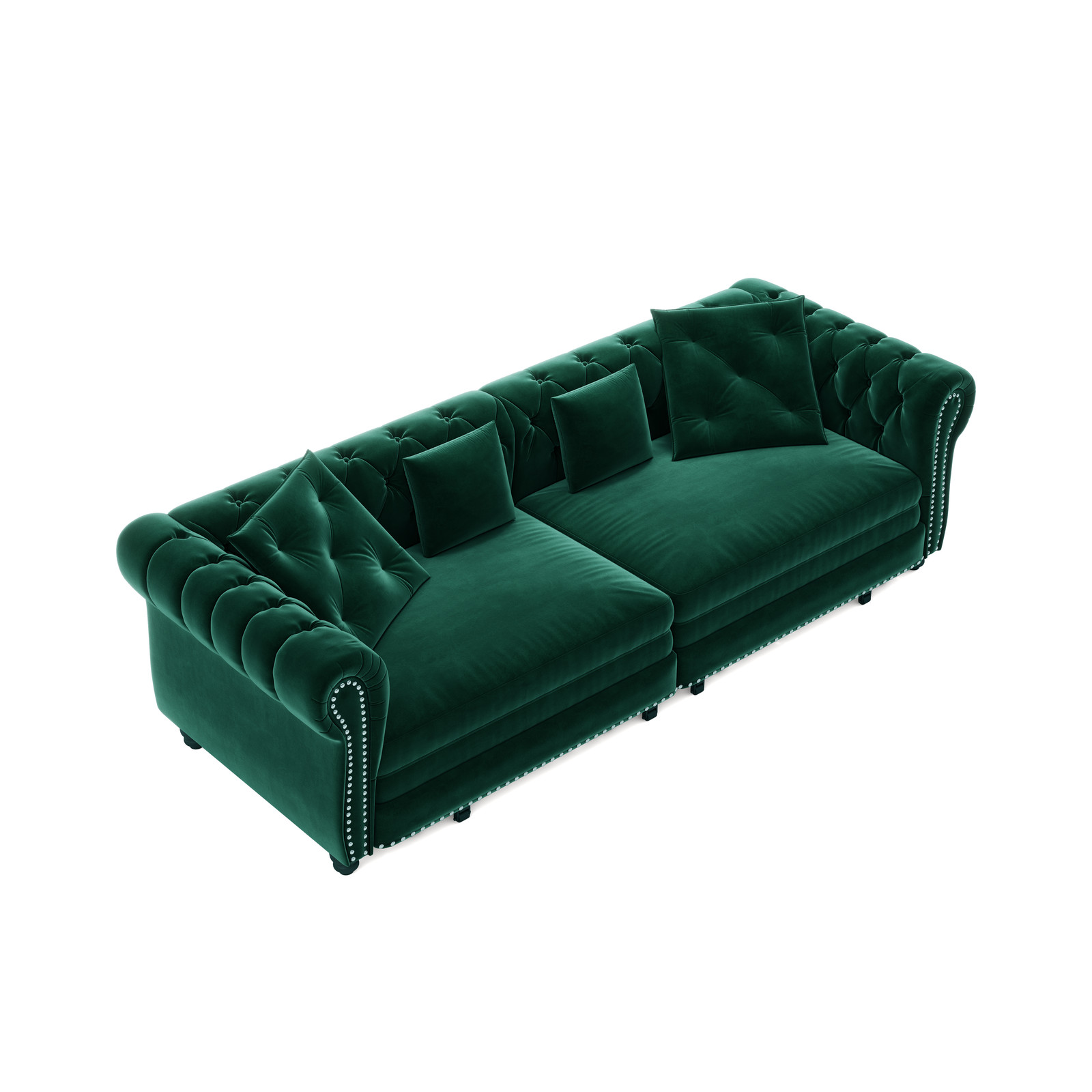 Chesterfield Sofa, 89 " W 3-in-1 Pull-Out Sofa Bed, Convertible Sleeper Sofa Bed