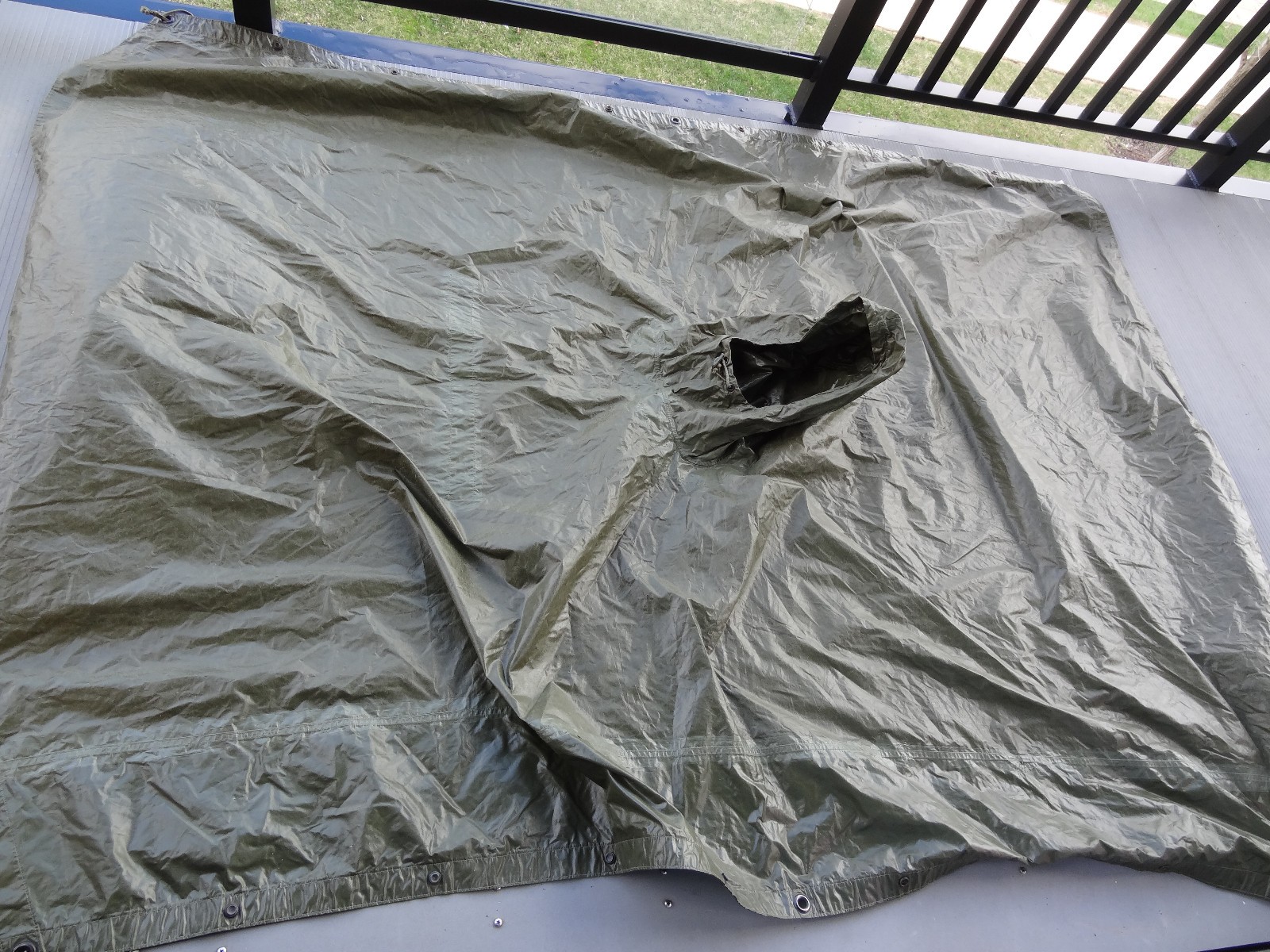 Vintage Military Multipurpose Poncho Coated Nylon Twill