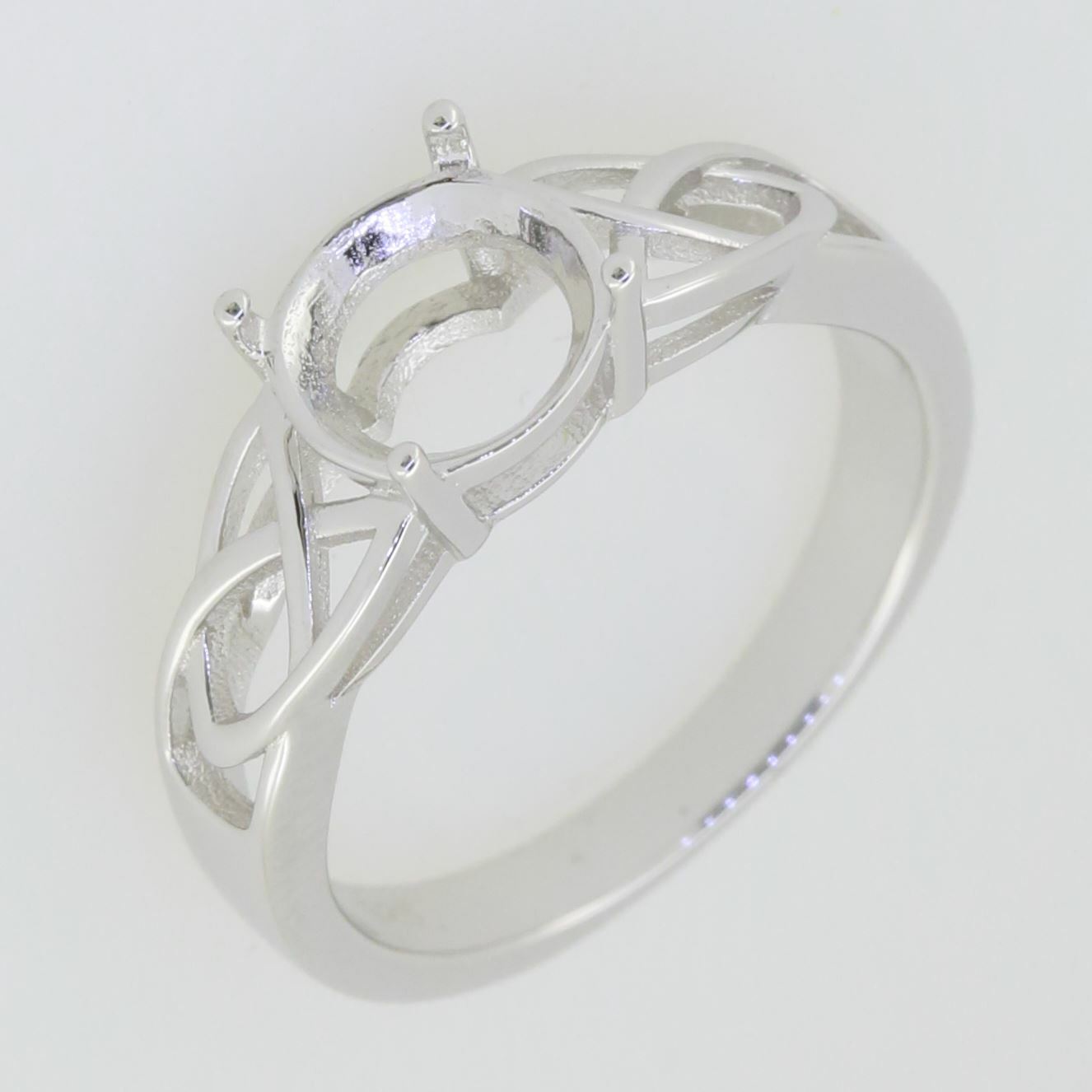 Sterling Silver Semi Mount Ring Setting Round RD 8x8mm Celtic Knot