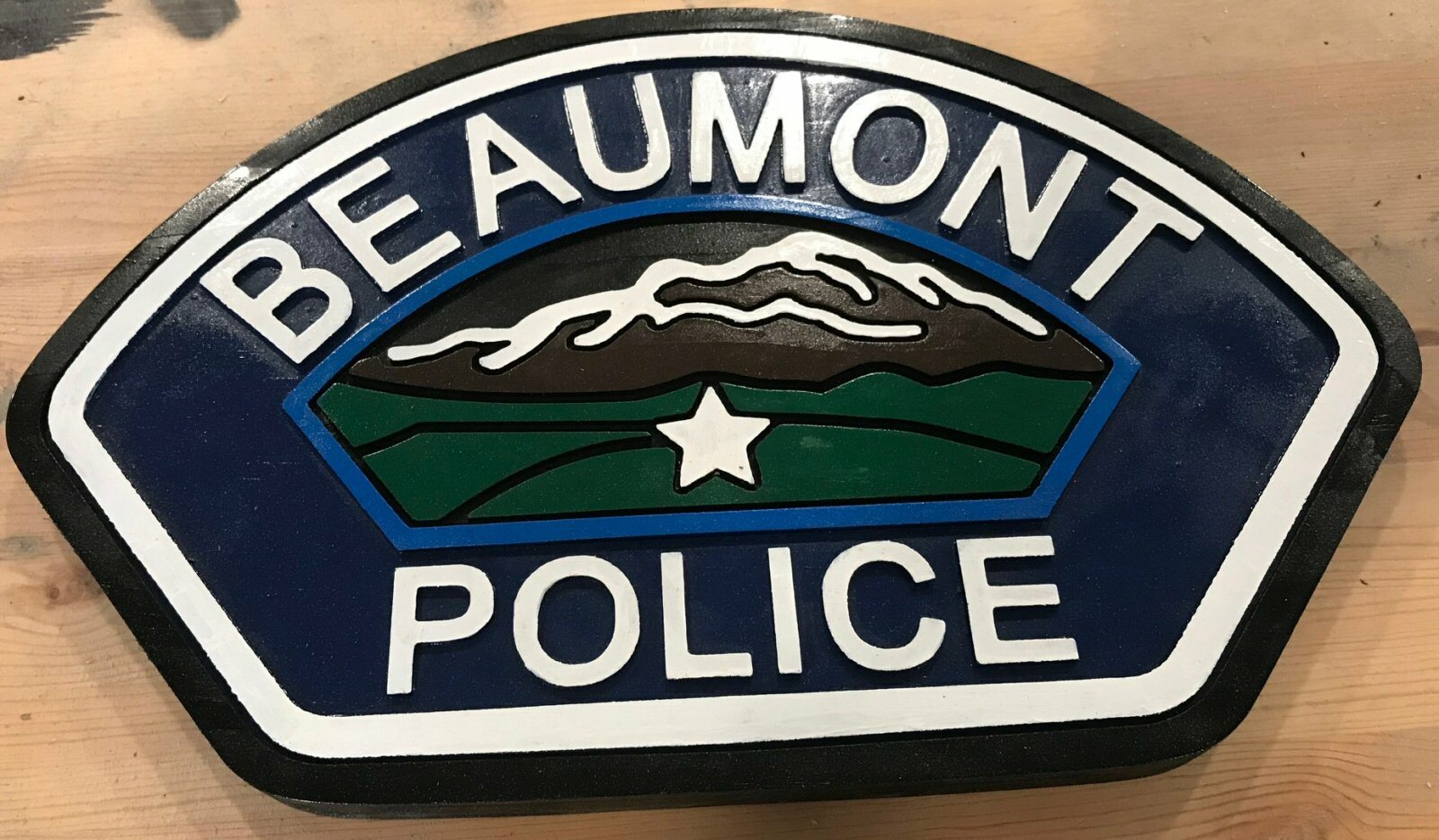 Police Beaumont 3D routed carved wood patch plaque Sign Custom
