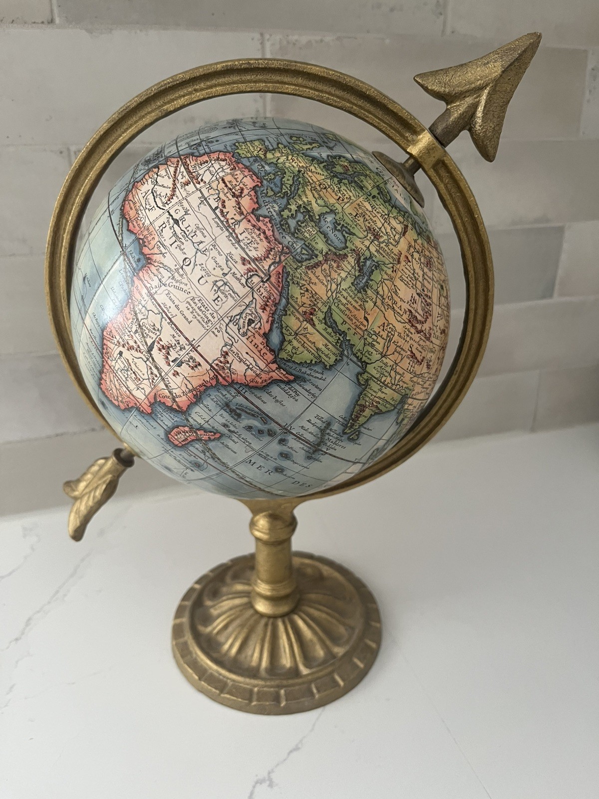 World Globe Terrestre A Paris Robert De Vaugondy Olde World Style Cast Iron