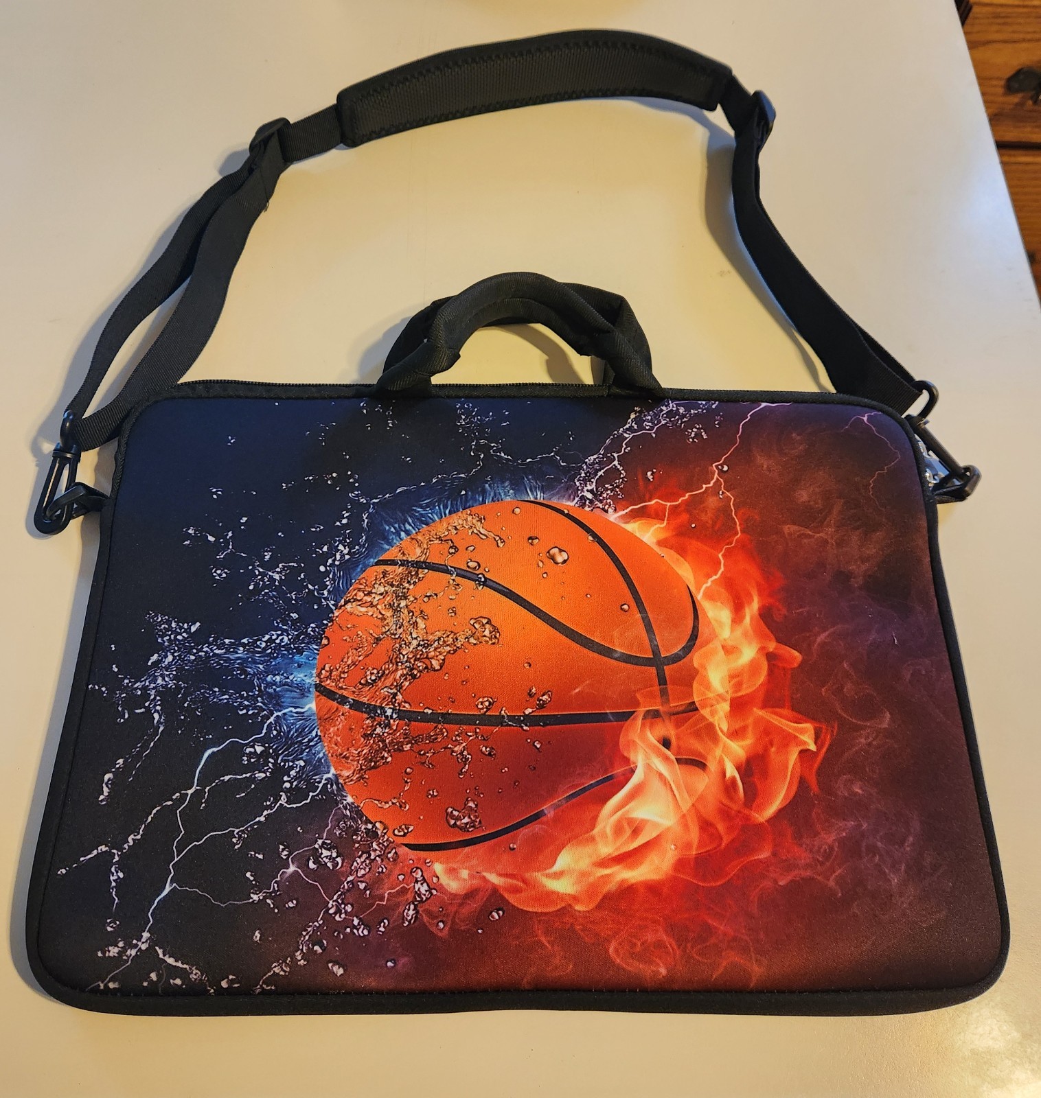 Basketball Flame Print Laptop Bag