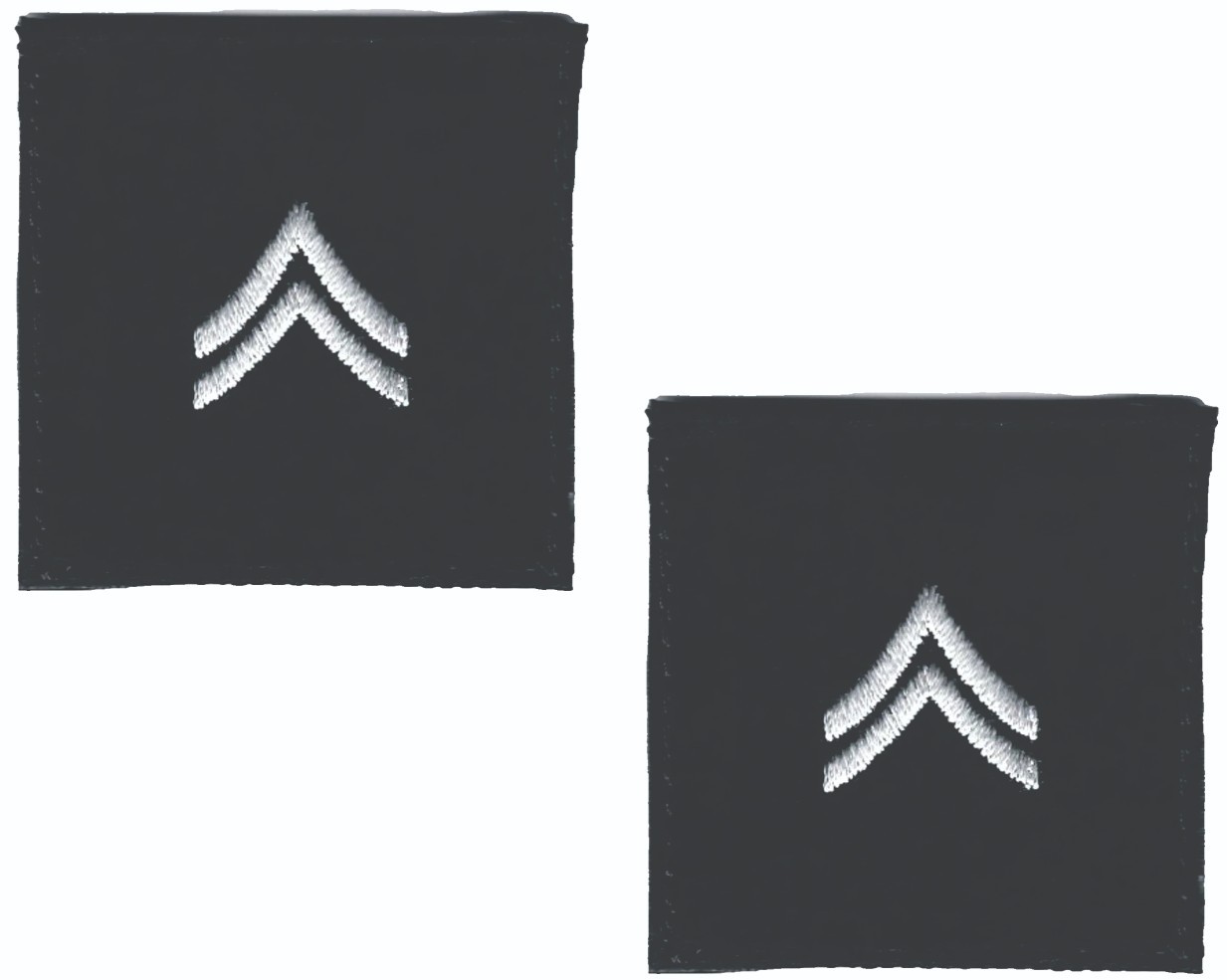 Lot of 2 E-4 Corporal Rank Patches 2” Hook Backed Black White