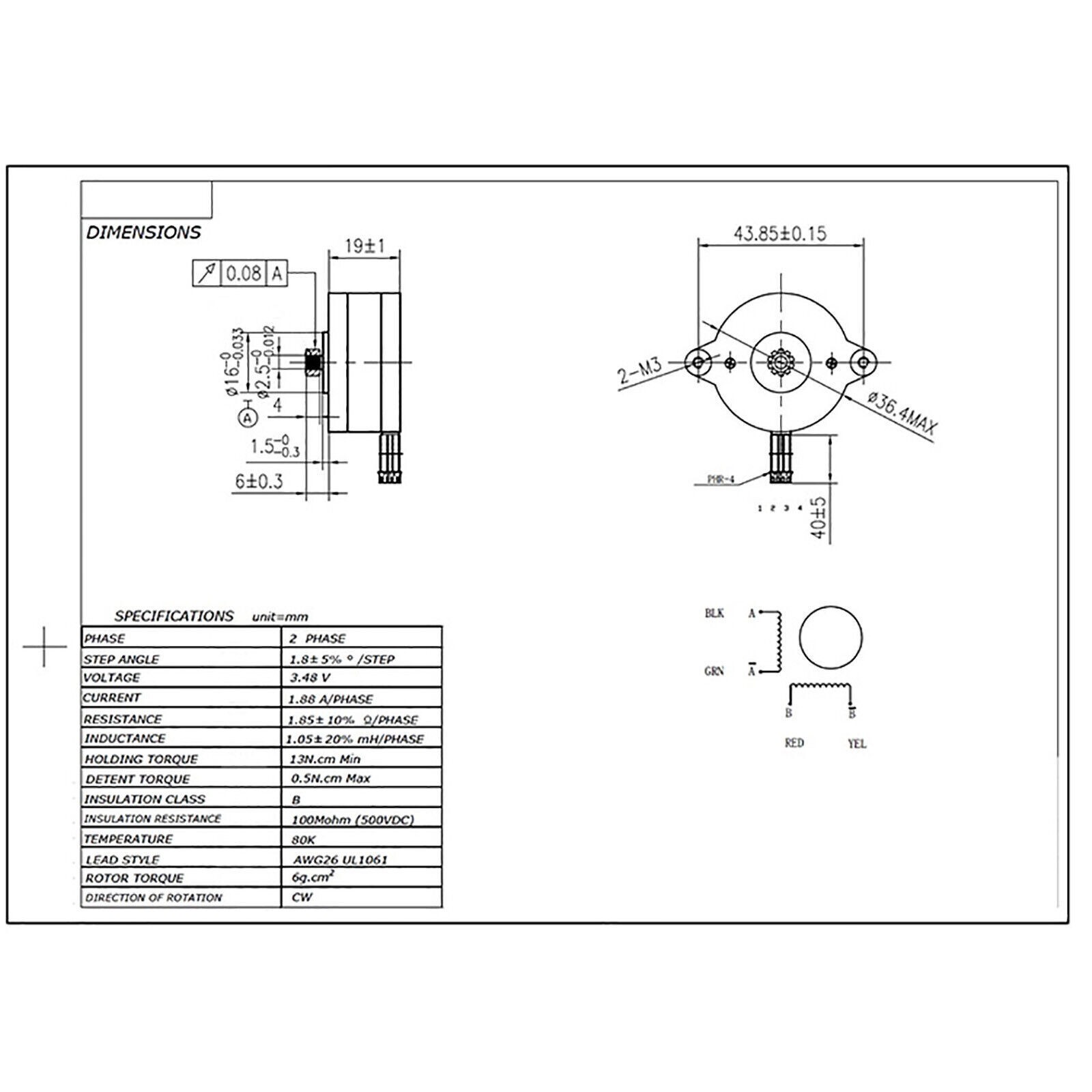 NENA14 Stepper Motor Replacement Motor 3D Printer for VORON 0.1 3D Printer