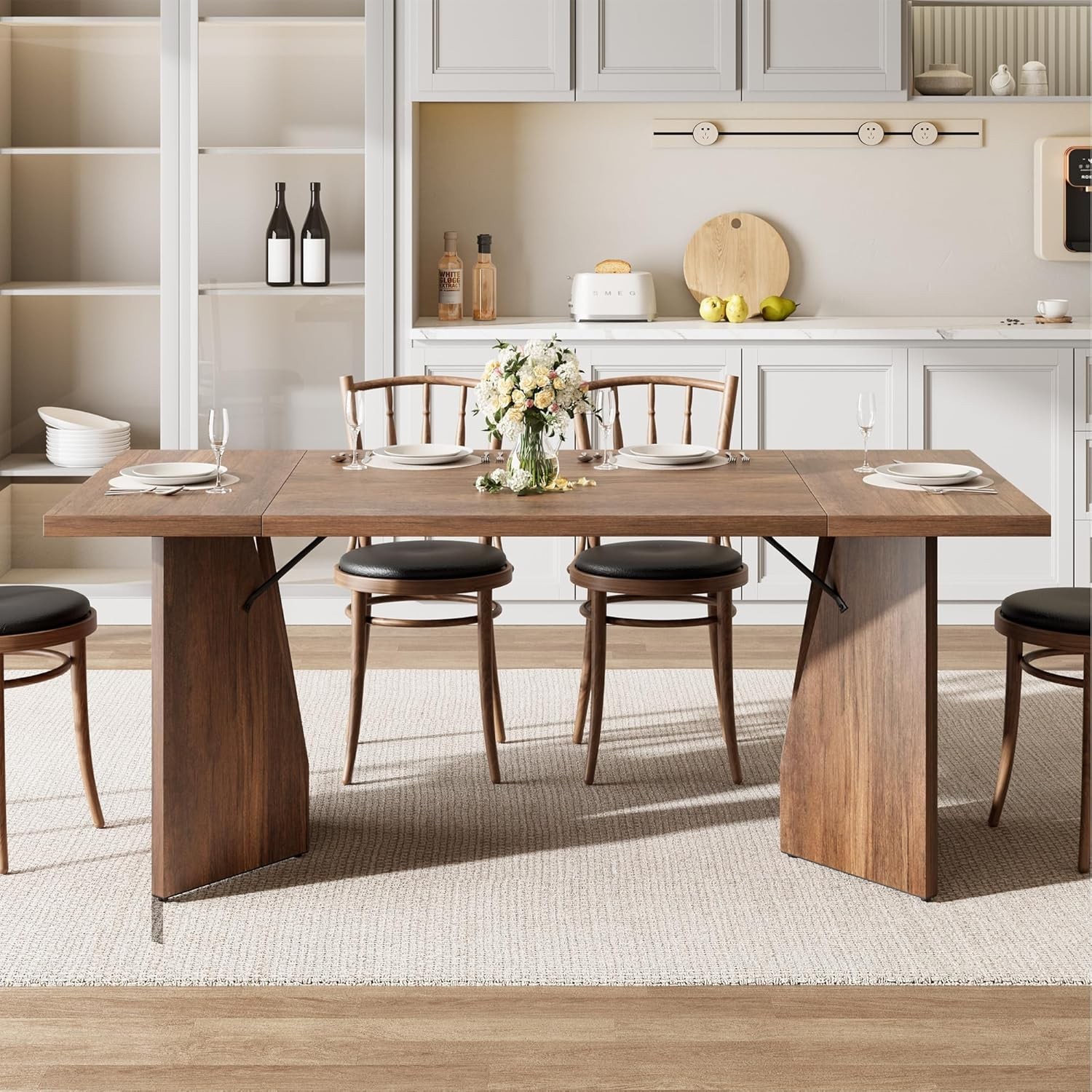 30Mm False Thick Panel/ Double-Sided Triamine Dining Table-Iron Foot 3 P2/Pb 1
