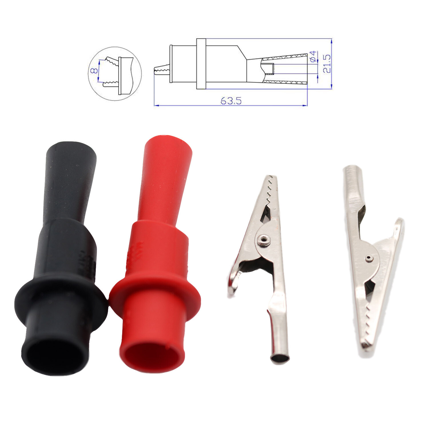 10pcs Clip 10A for Fluke Multimeter Tester Probe Leads 4mm Banana Plug Black Red