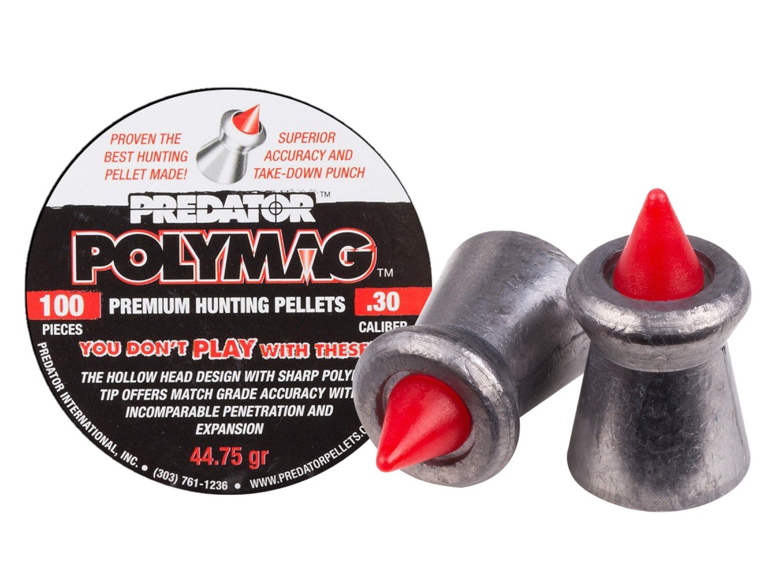 Predator Polymag Pellets .30 Cal, 44.75 Grains, Pointed, 100ct