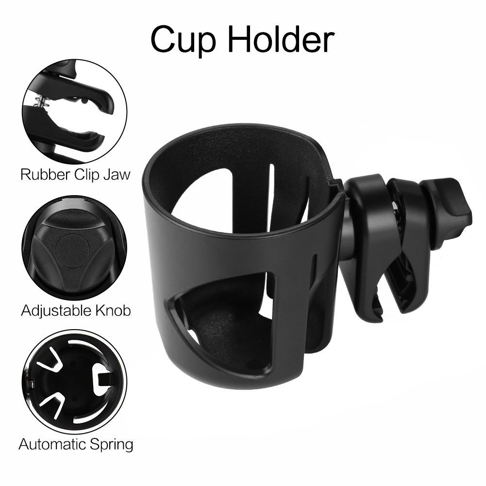 Universal Stroller Cup Holder with Hook - 360° Rotatable & Adjustable Clip