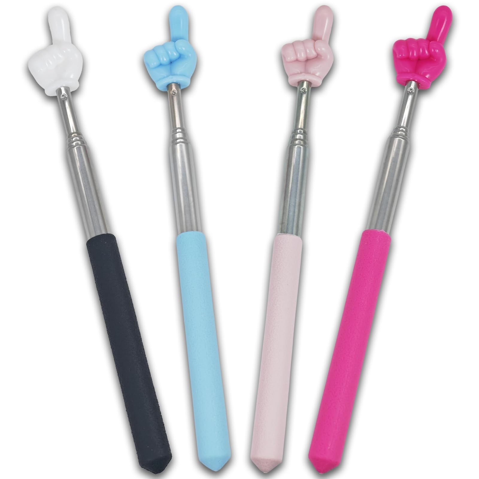 4 PCS Telescopic Pointer Stick - Retractable Teacher Pointer for Classroom, E...