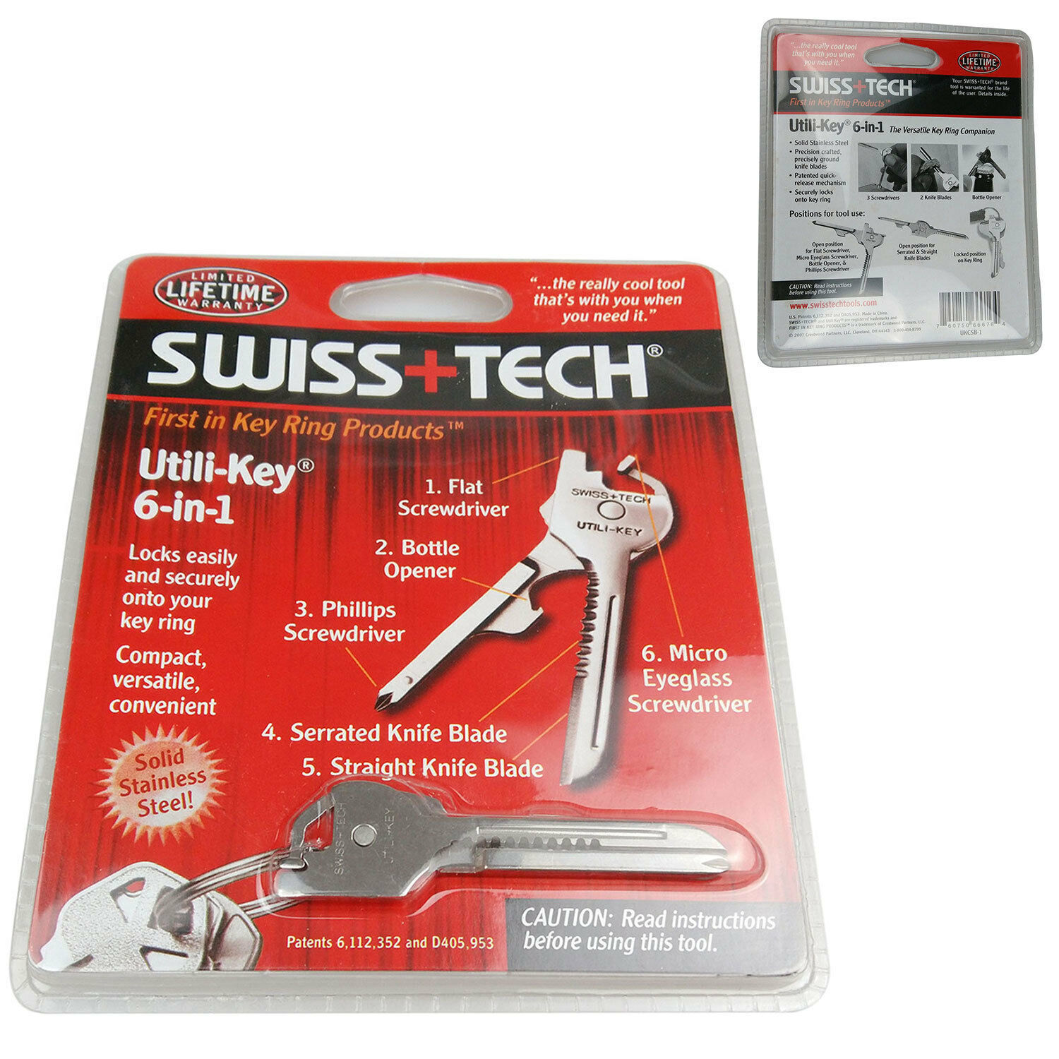 1 Multi-Tools Stainless Steel 6 In 1 Swiss+Tech Utili Key Stainless Steel Swiss
