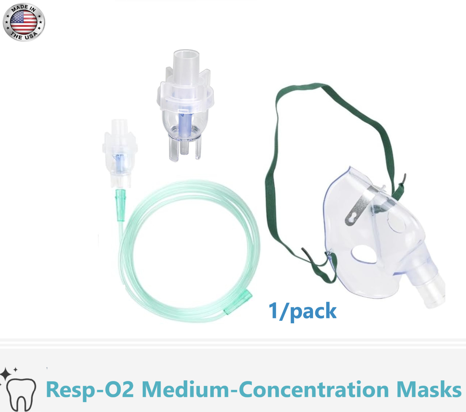 Adult O2 Medium-Concentration Standard Mask w/ 7' (2.1 m) Nasal Cannula - 1/pack