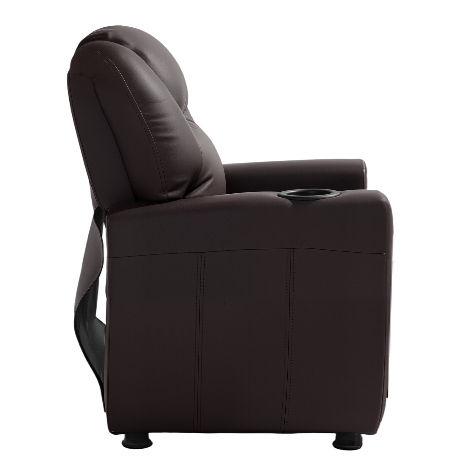 Kids Reclining Chair PU Leather Toddler Recliner with Cup Holder (Brown)