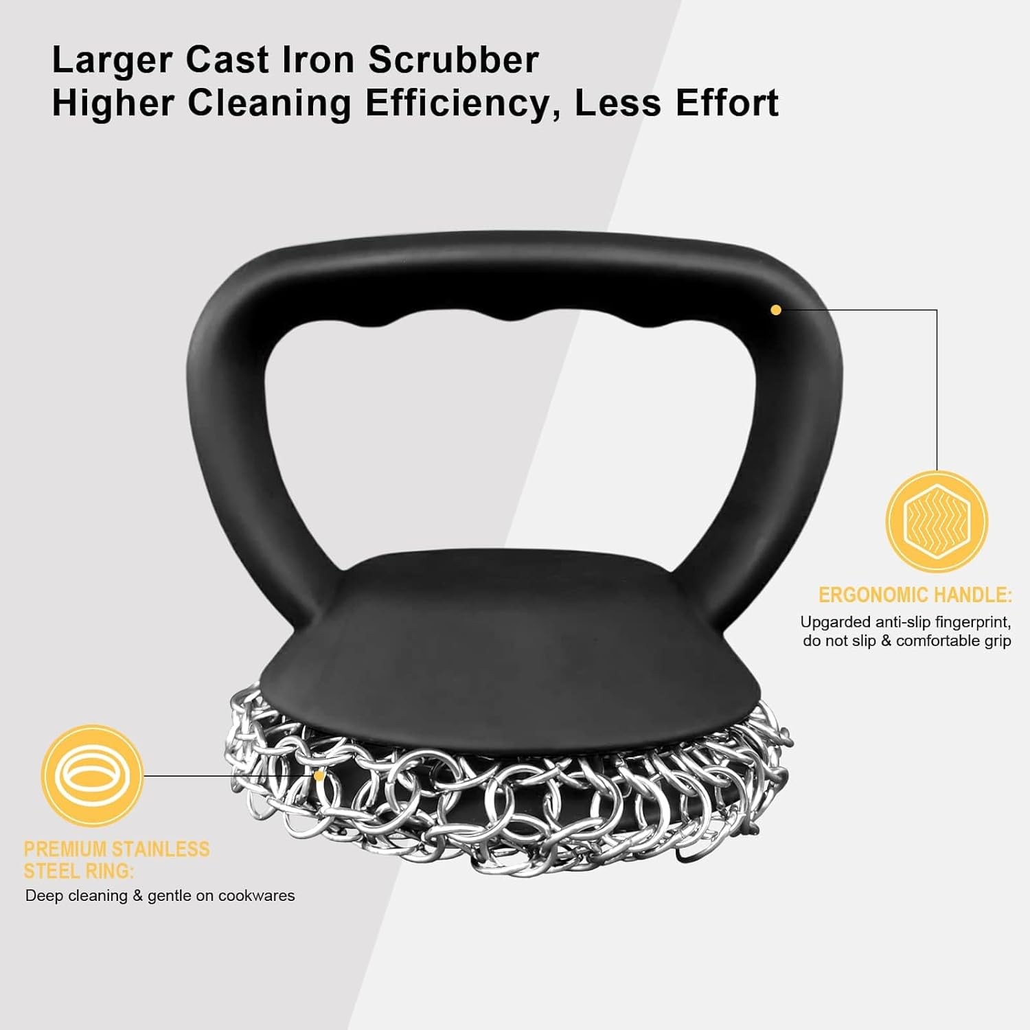 Cast Iron Chainmail Scrubber Cleaner with Handle