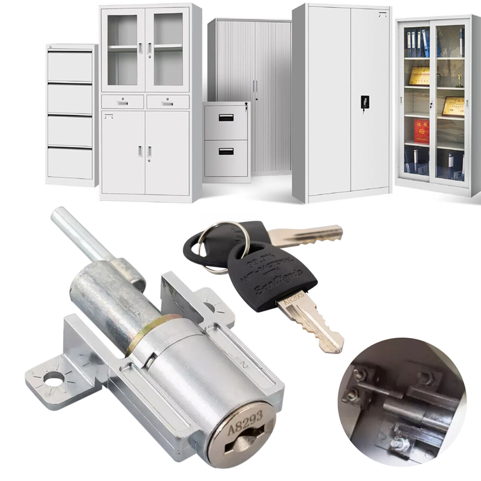 File movable cabinet drawer linkage lock One lock /w multiple drawer locks