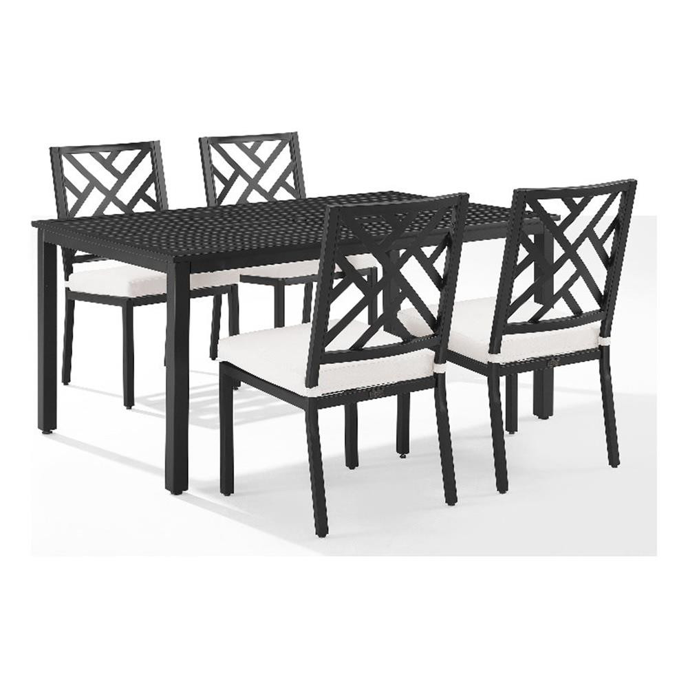 Crosley Furniture Locke 5-Piece Steel Metal Outdoor Dining Set in Cream/Black