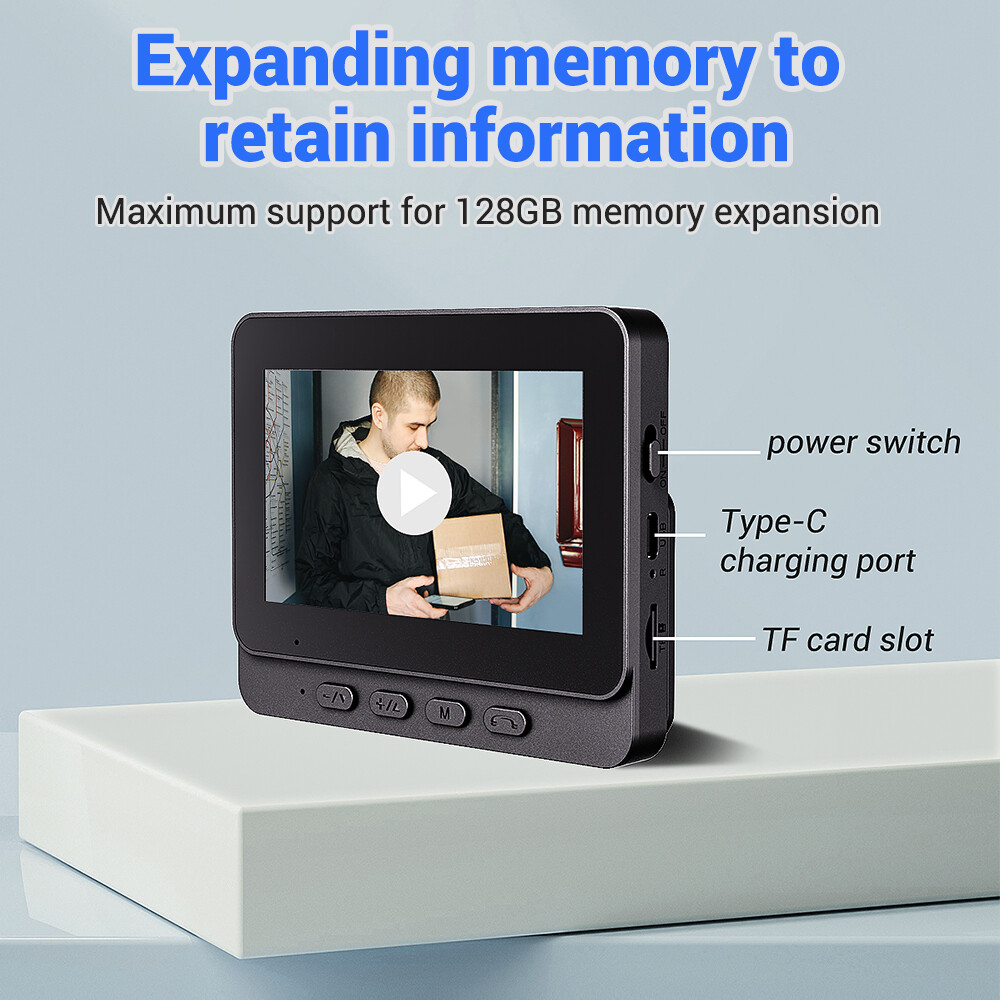 Wireless Security Smart Doorbell Intercom Two-Way Audio Camera Bell IPS Screen