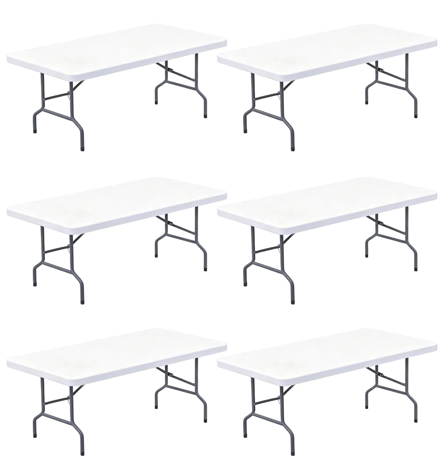 6FT Picnic White Spandex Table Cloth - 6 Pack Fitted Rectangle Tablecloth for...