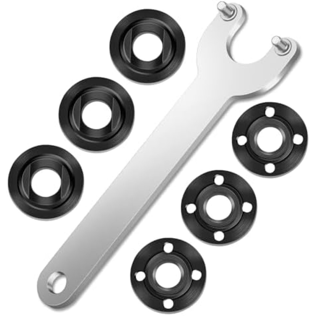 7PCS Angle Grinder Nut Angle Grinder Flange Wrench Kit, 5/8-11 Flange Metal Lock