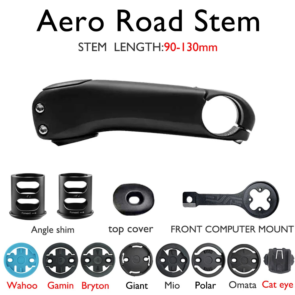 Road Bike Aero Stem 31.8mm -12°/-17°/-7° Degree Bicycle Handlebars Stem 90-130mm