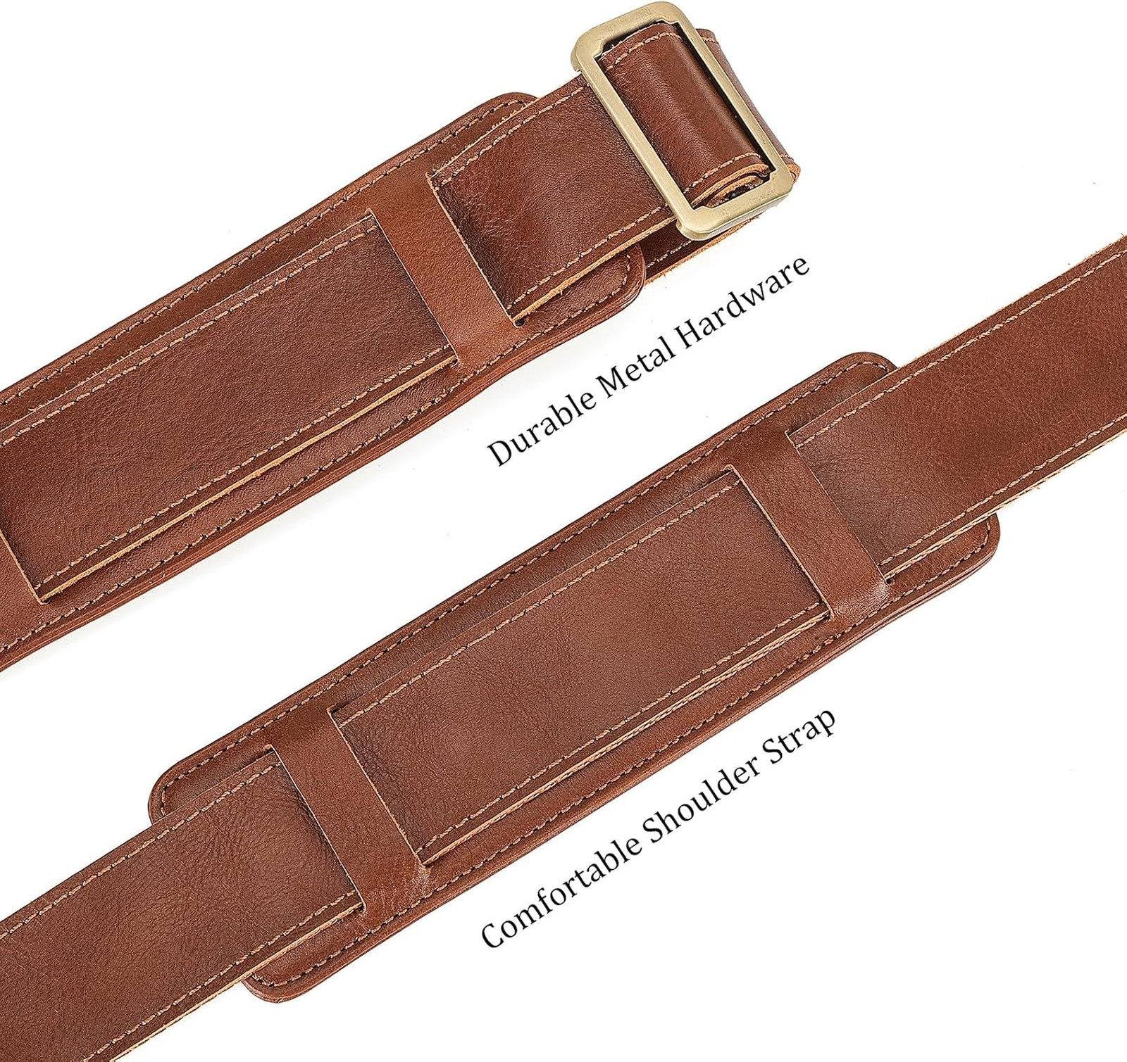 Leather Shoulder Strap with Metal Hooks Adjustable Replacement Bag Strap for