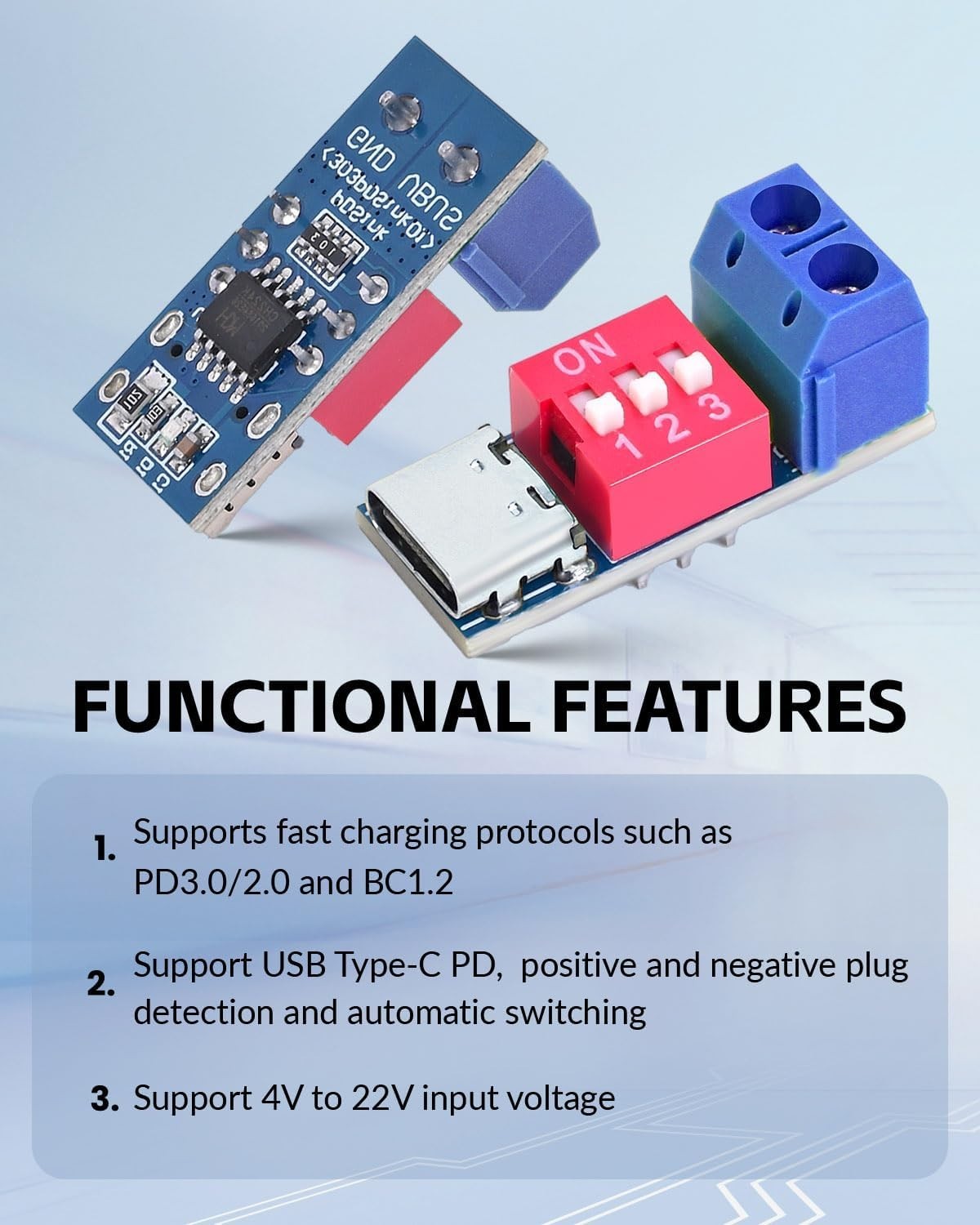 Versatile USB-C PD Trigger Board - Adjustable Voltage Fast Charge Module 2PCS