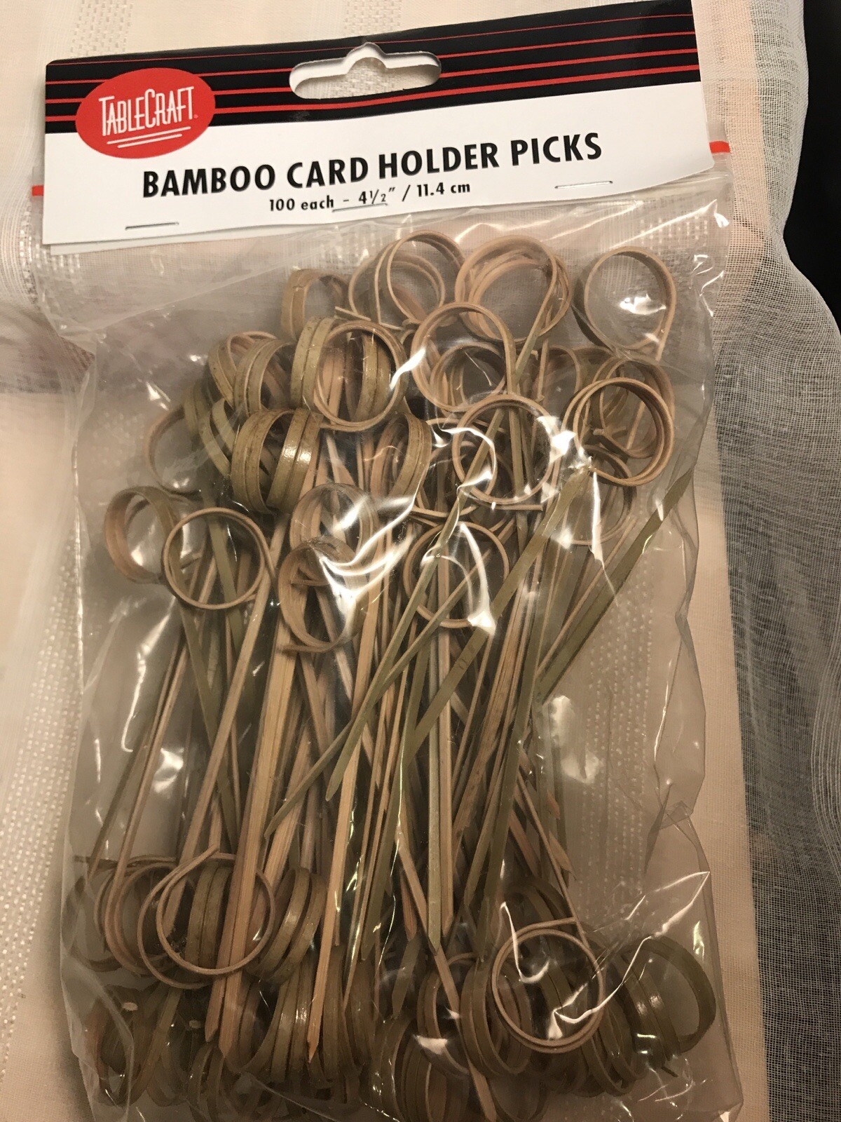 Tablecraft Bamboo Pick Menu Card Holder Deli Beige 4.5" NEW 100/Pack 5 Pkgs =500