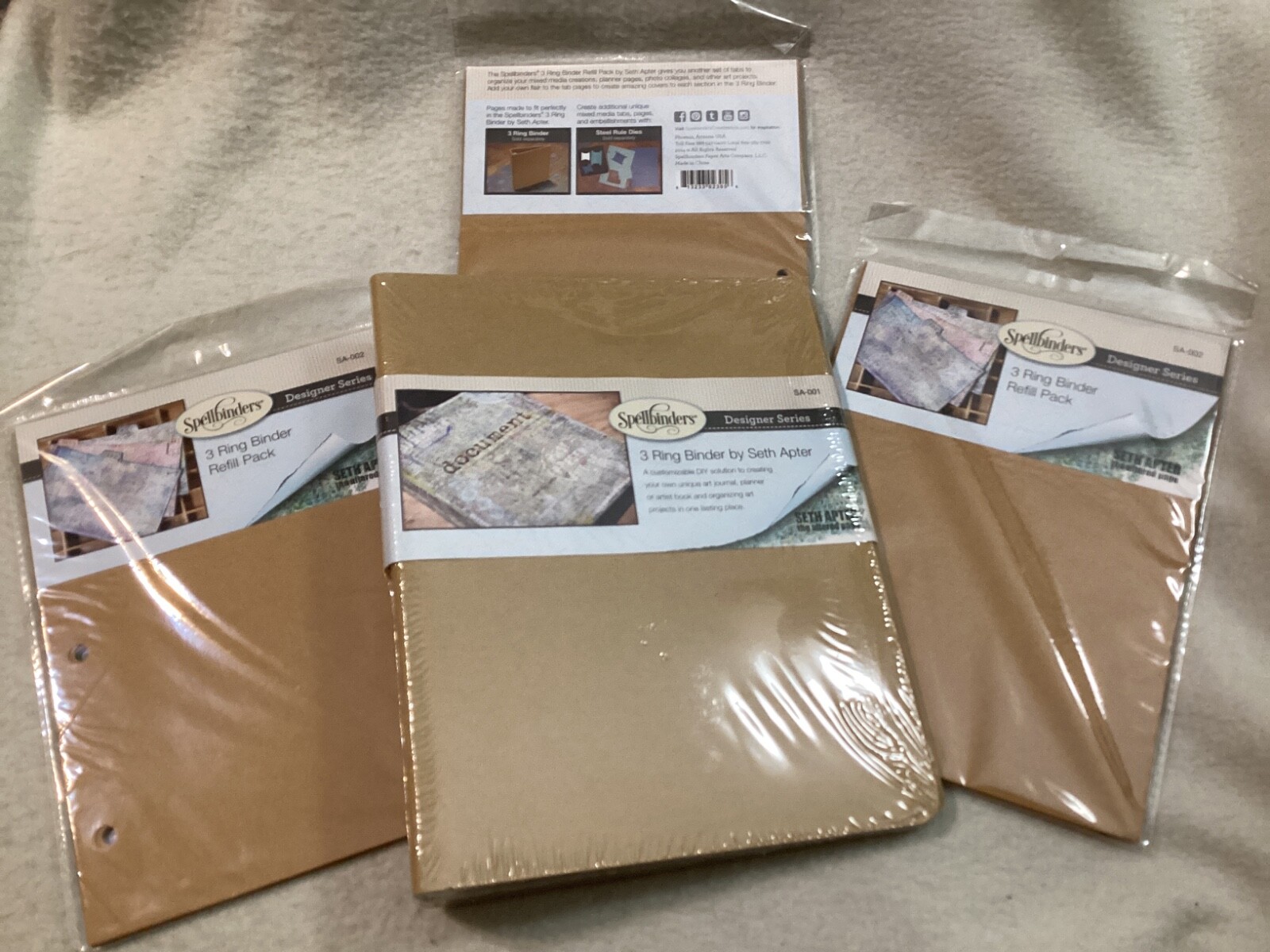 DIY Spellbinders 3 RING JOURNAL BINDER Brown  8.25" X 9" w/ 3 extra tab refills