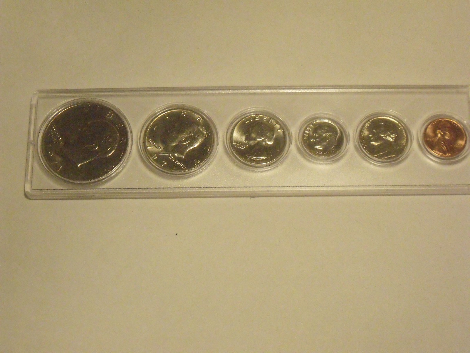 1971  Birth Year Set (6 coin) Choice BU in hard plastic holder w/Ike dollar
