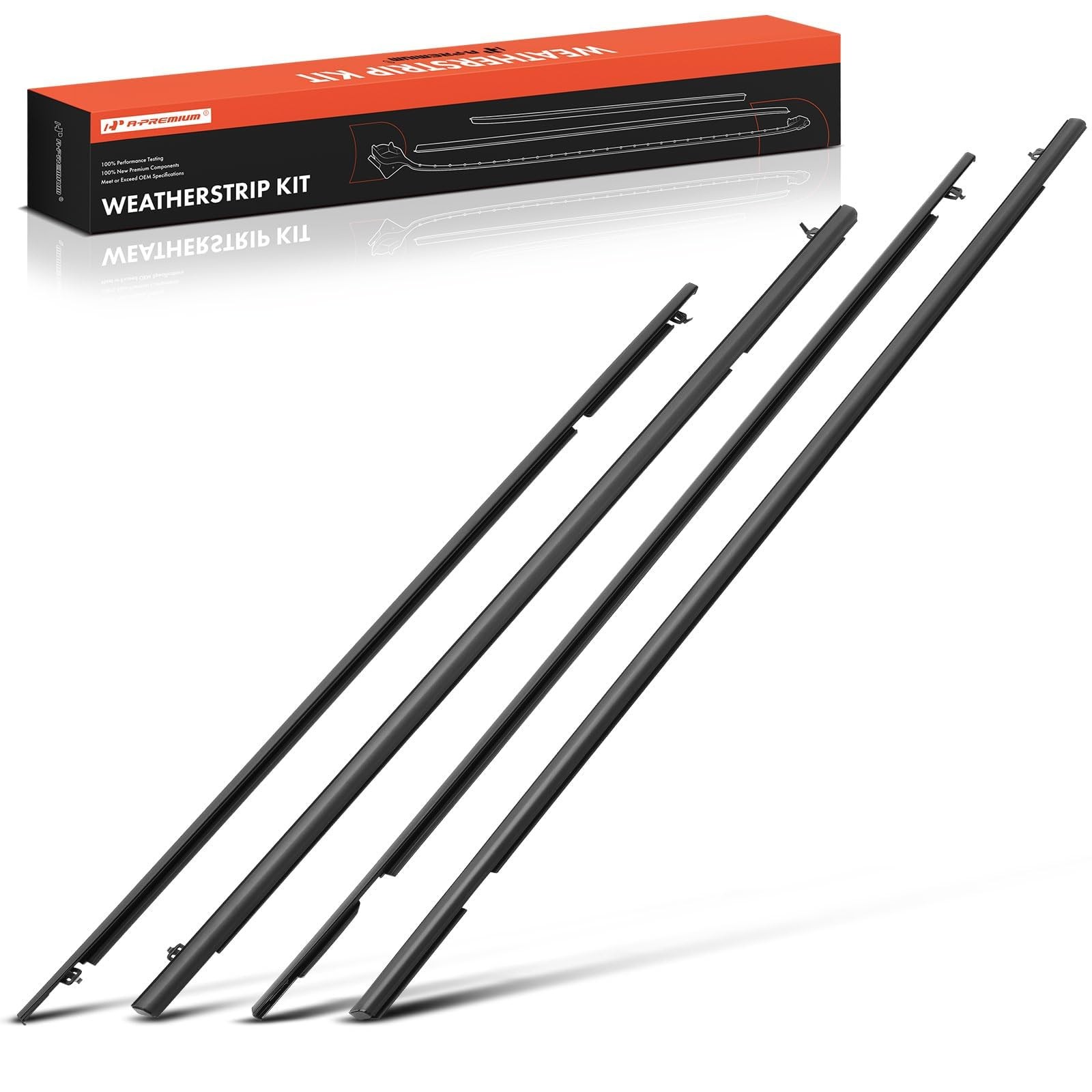 4PCS Window Molding Weather Stripping Kit 72410SNAA01 with Buckles 4-Door Only