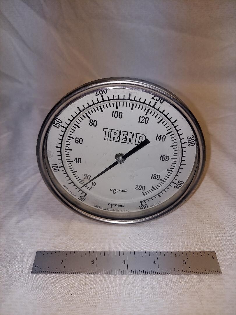 LARGE FACE 6 INCH TREND THERMOMETER 50 TO 400 F FAHRENHEIT ADJUSTABLE STAINLESS