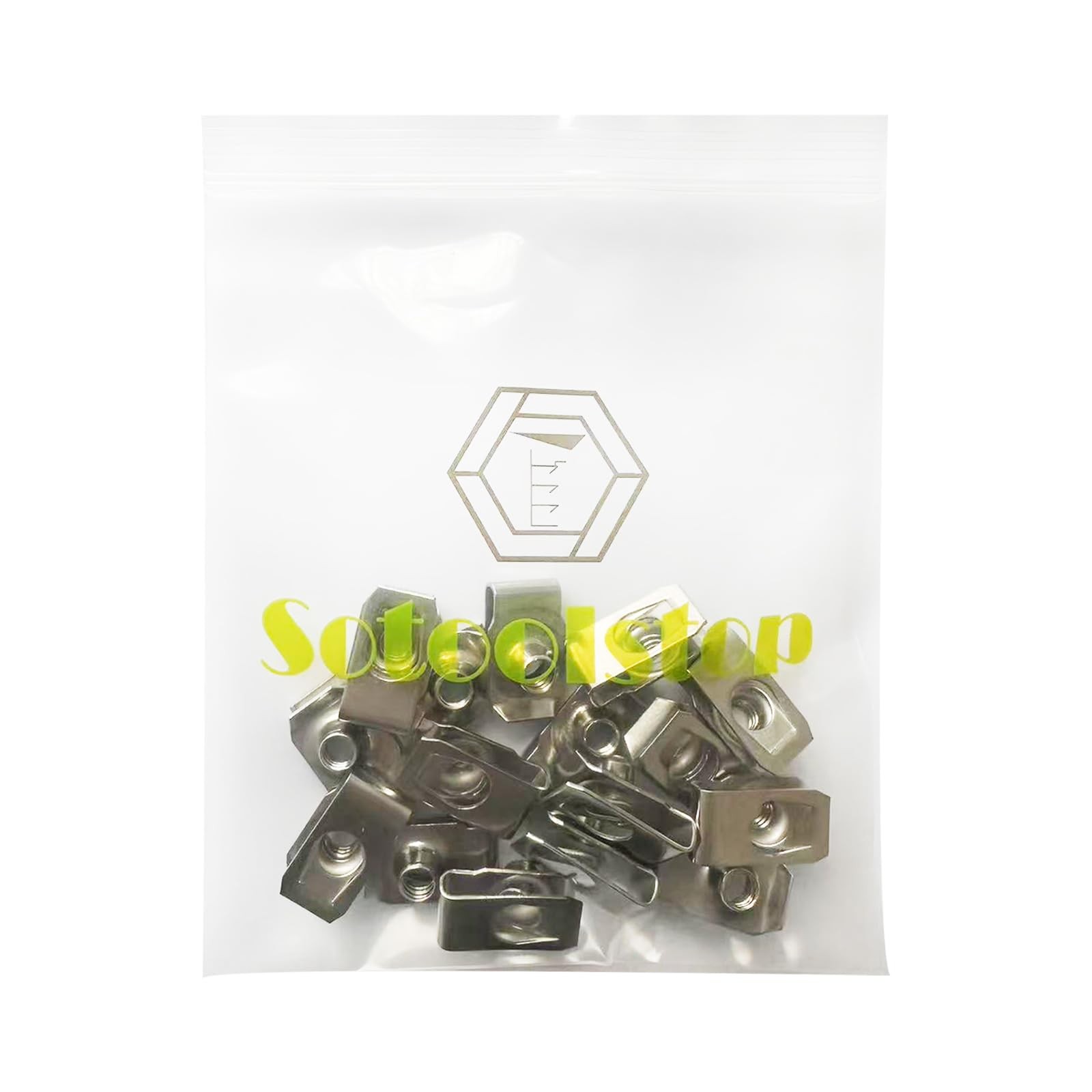 M8 Regular Extruded U-Nut, U-Style Clip-On Nuts, Stainless Steel M8, Silver
