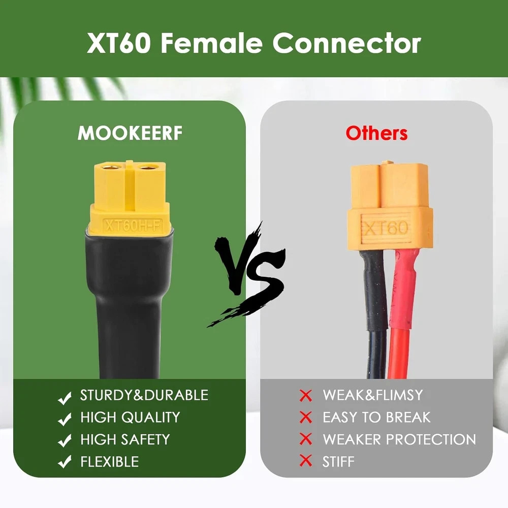 30FT 10AWG Solar to XT60 Extension Cable for Power Stations & Generators