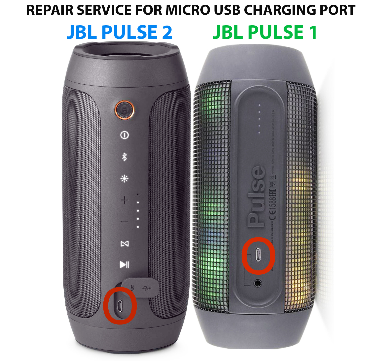 JBL PULSE 2 1 Bluetooth Speaker FAST REPAIR SERVICE For Micro USB Charging Port