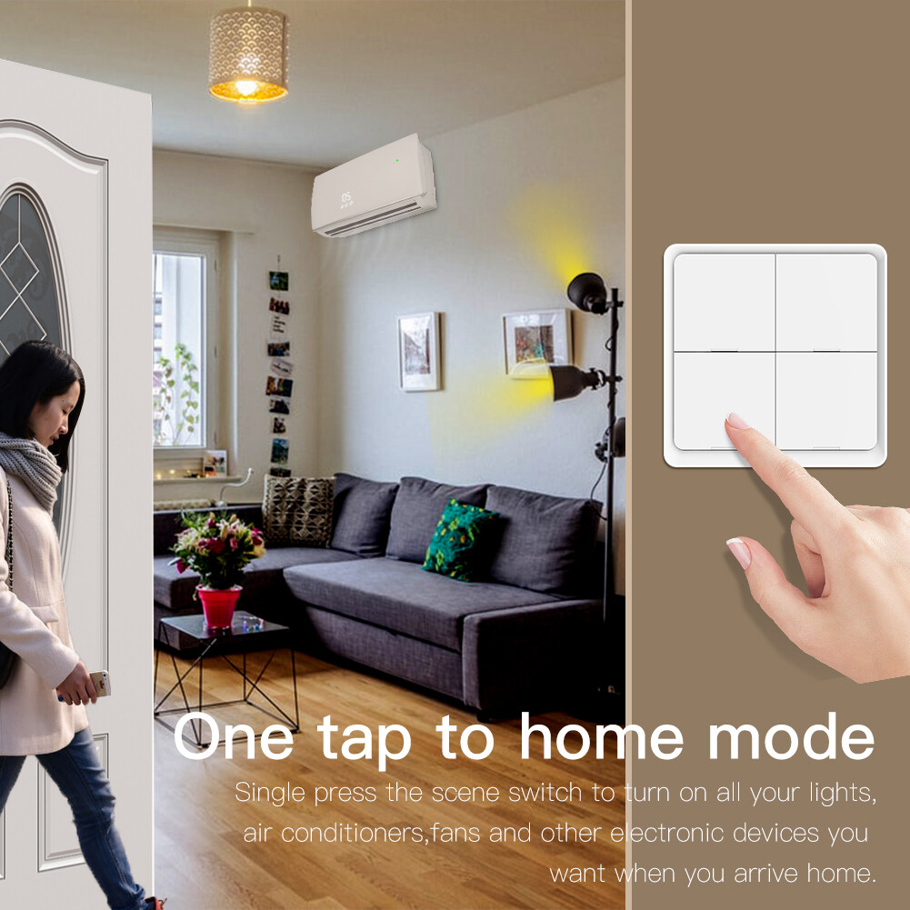 MOES Tuya ZigBee 4 Gang Wireless Smart Switch 12 Scene Push Button APP Control