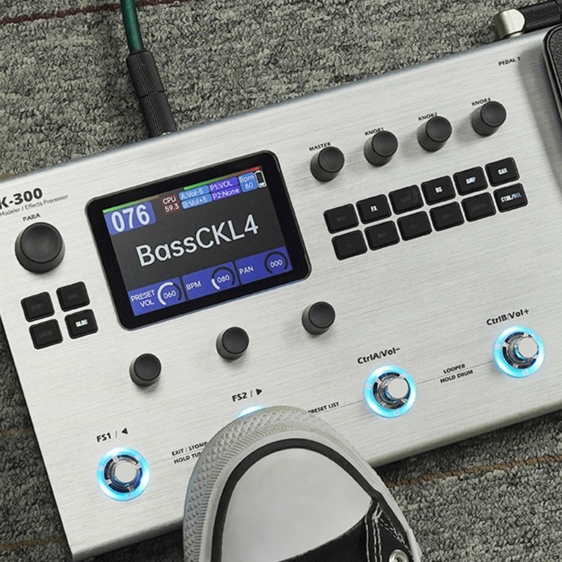 MK300 Advanced Guitar Multi Effect Unit Screen Control 10Hrs Operate with Cord