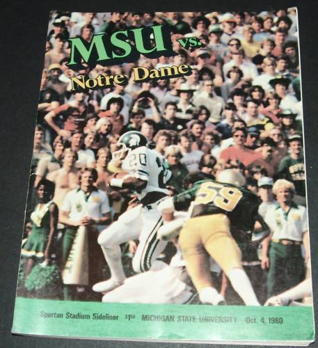 MSU vs Notre Dame PROGRAM Spartan Stadium Oct 4, 1980
