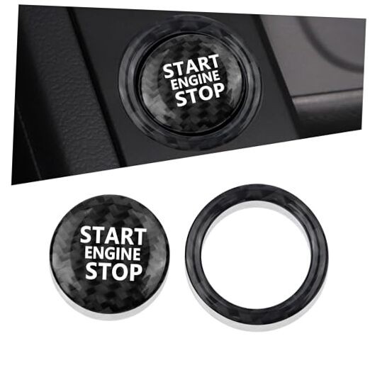 Car Push Start Button Cover Compatible with Audi,Cool Cars Carbon Fiber Black