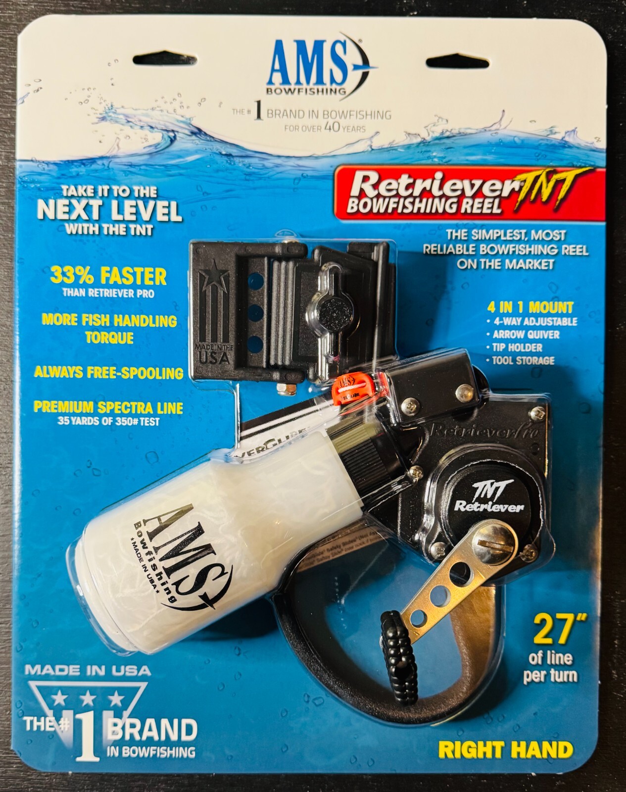 AMS Retriever TNT Tournament Bowfishing Reel Right Hand New