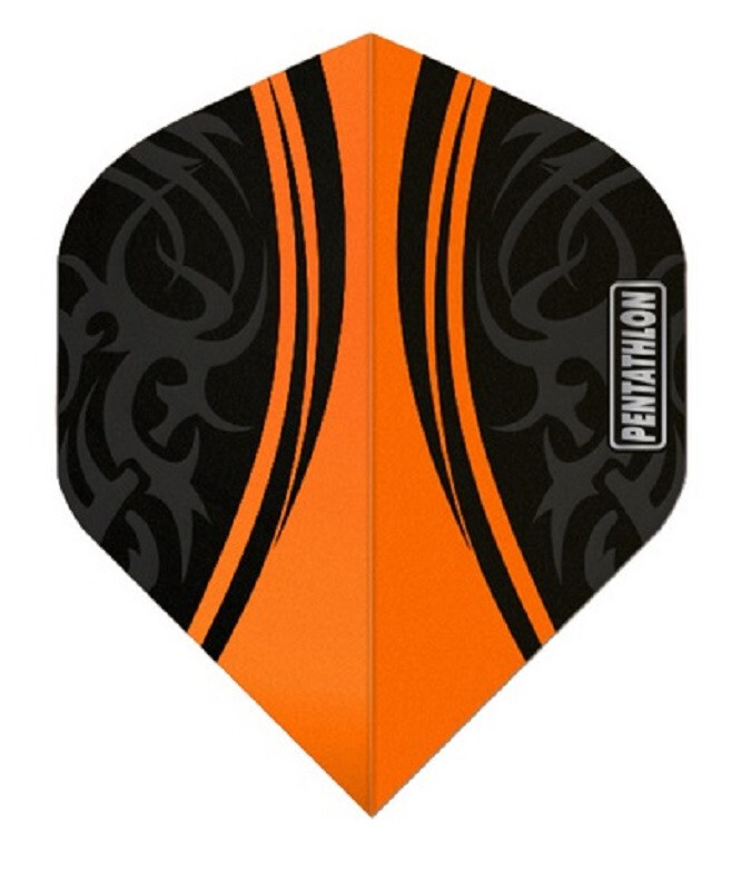 PENTATHLON Orange/Black Standard Dart Flights  100 Micron - 5 sets (15 flights)