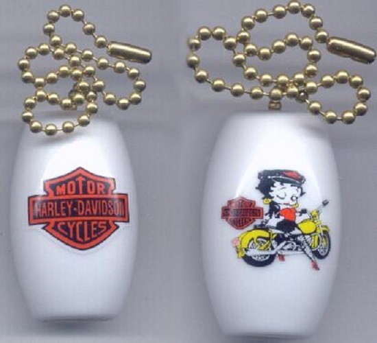 A Charming Set of 2 Biker Betty Boop Ceiling Light/ Fan Pulls