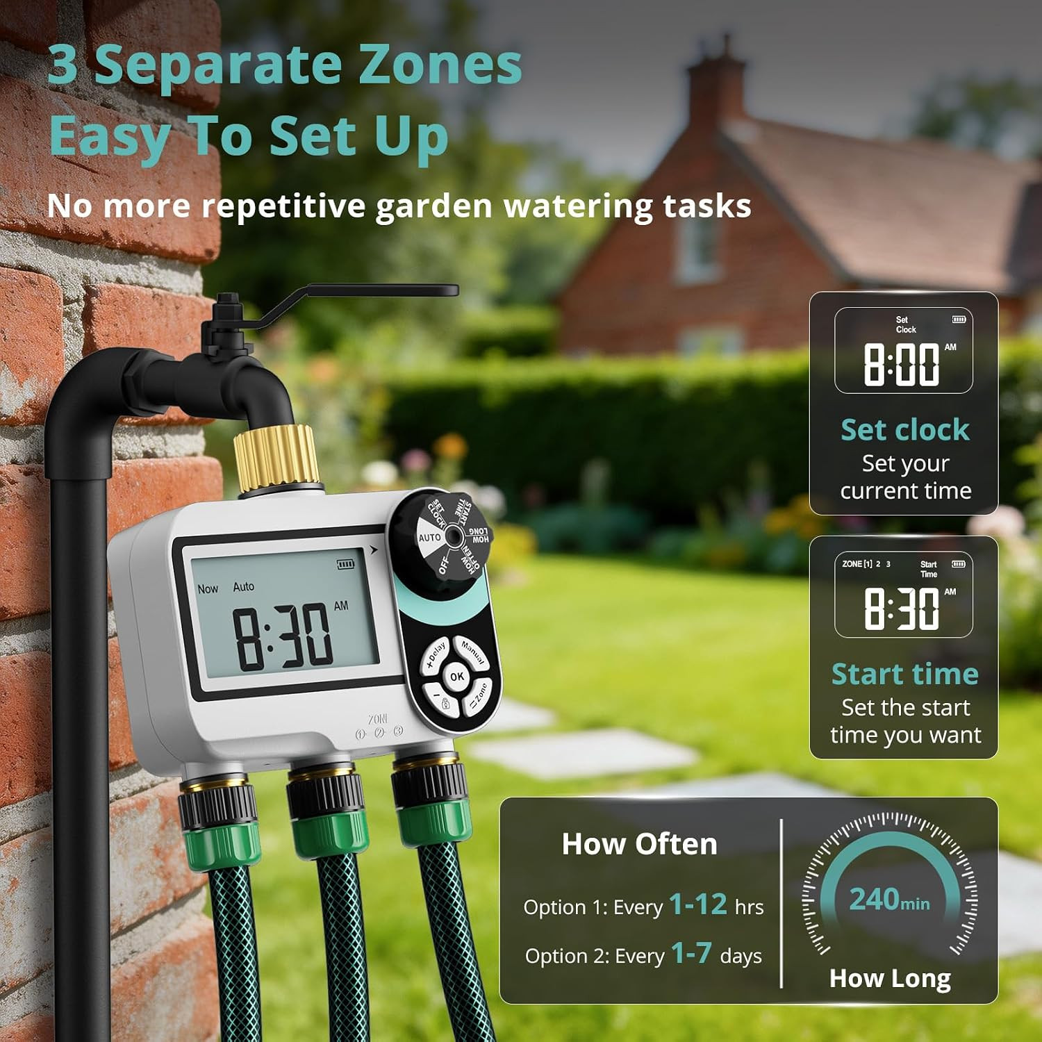 QUOBAS Brass Sprinkler Timer for Garden Hose, Programmable Water Timer for Hose