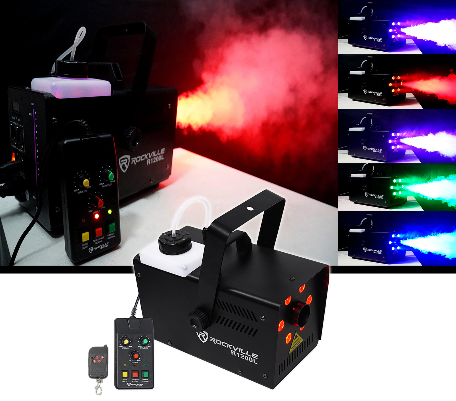 (2) American DJ ECO BAR UV DMX Ultraviolet LED Bar Black Lights w/Remotes+Fogger